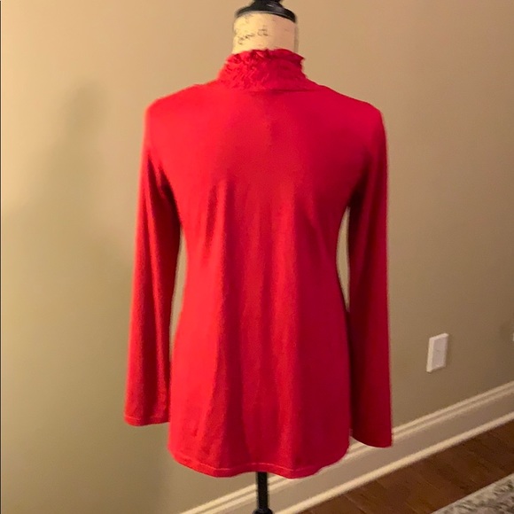 Milano Red Ruffled Front Long-Sleeved Top NWT - Picture 5 of 8